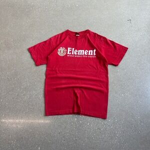 Element Skateboarding T Shirt Red Wind Water Fire Earth Logo Men's Size